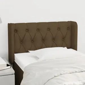 vidaXL Tête de lit avec oreilles Marron Foncé 83x16x78/88 cm Tissu pas cher