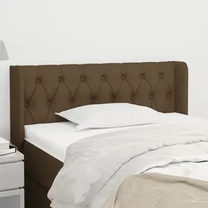 vidaXL Tête de lit avec oreilles Marron Foncé 93x16x78/88 cm Tissu pas cher