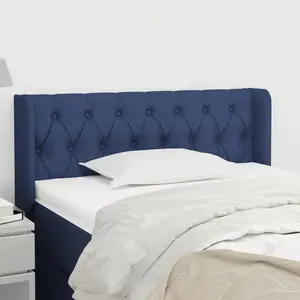 vidaXL Tête de lit avec oreilles Bleu 93x16x78/88 cm Tissu pas cher
