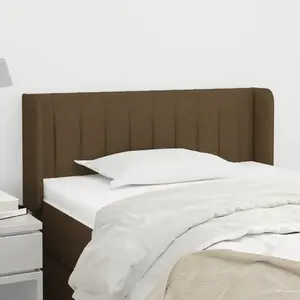 vidaXL Tête de lit avec oreilles Marron Foncé 103x16x78/88 cm Tissu pas cher