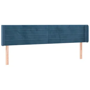 vidaXL Tête de lit avec oreilles Bleu foncé 163x16x78/88 cm Velours pas cher