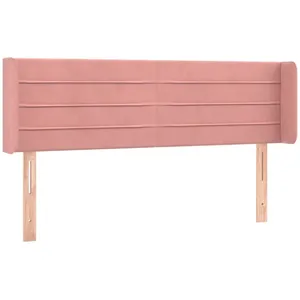 vidaXL Tête de lit avec oreilles Rose 147x16x78/88 cm Velours pas cher