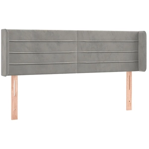 vidaXL Tête de lit avec oreilles Gris clair 147x16x78/88 cm Velours pas cher