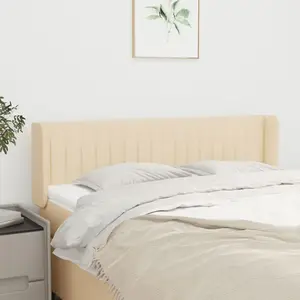 vidaXL Tête de lit avec oreilles Crème 147x16x78/88 cm Tissu pas cher