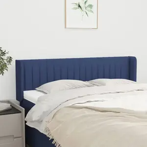 vidaXL Vidaxl Tête De Lit Avec Oreilles Bleu 147x16x78/88 Cm Tissu pas cher
