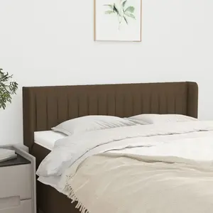 vidaXL Tête de lit avec oreilles Marron Foncé 147x16x78/88 cm Tissu pas cher