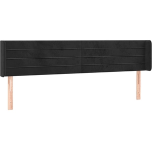 vidaXL Tête de lit avec oreilles Noir 203x16x78/88 cm Velours pas cher