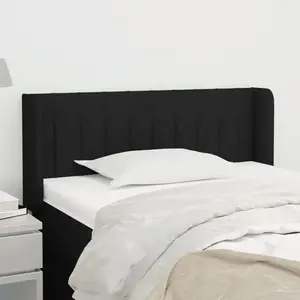 vidaXL Tête de lit avec oreilles Noir 93x16x78/88 cm Tissu pas cher