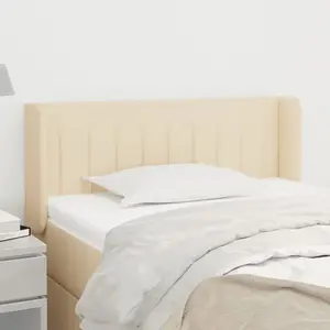 vidaXL Tête de lit avec oreilles Crème 93x16x78/88 cm Tissu pas cher