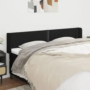 vidaXL Tête de lit avec oreilles Noir 203x16x78/88 cm Tissu pas cher