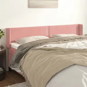 vidaXL Tête de lit avec oreilles Rose 163x16x78/88 cm Velours pas cher