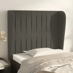 vidaXL Tête de lit avec oreilles Gris foncé 93x23x118/128 cm Velours pas cher