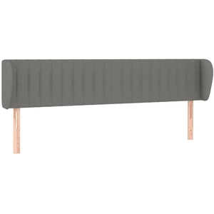 vidaXL Tête de lit avec oreilles Gris foncé 203x23x118/128 cm Tissu pas cher