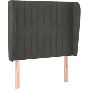 vidaXL Tête de lit avec oreilles Gris foncé 83x23x118/128 cm Velours pas cher