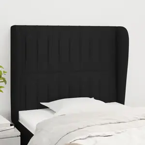 vidaXL Tête de lit avec oreilles Noir 83x23x118/128 cm Tissu pas cher