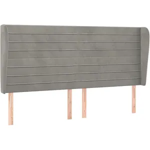 vidaXL Tête de lit avec oreilles Gris clair 183x23x118/128 cm Velours pas cher
