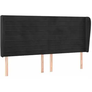 vidaXL Tête de lit avec oreilles Noir 203x23x118/128 cm Velours pas cher