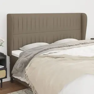 vidaXL Tête de lit avec oreilles Taupe 183x23x118/128 cm Tissu pas cher