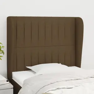 vidaXL Tête de lit avec oreilles Marron foncé 93x23x118/128 cm Tissu pas cher