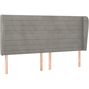 vidaXL Tête de lit avec oreilles Gris clair 163x23x118/128 cm Velours pas cher