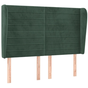 vidaXL Tête de lit avec oreilles Vert foncé 147x23x118/128 cm Velours pas cher