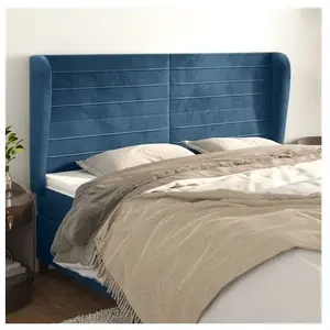 Comparateur de prix : vidaXL Tête de lit avec oreilles Bleu foncé 163x23x118/128 cm Velours