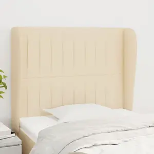vidaXL Tête de lit avec oreilles Crème 103x23x118/128 cm Tissu pas cher