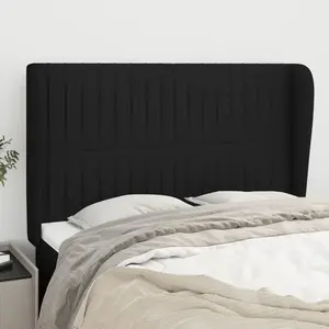 vidaXL Tête de lit avec oreilles Noir 147x23x118/128 cm Tissu pas cher