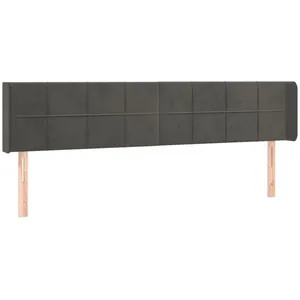 vidaXL Tête de lit avec oreilles Gris foncé 183x16x78/88 cm Velours pas cher