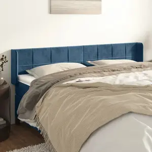 vidaXL Tête de lit avec oreilles Bleu foncé 183x16x78/88 cm Velours pas cher