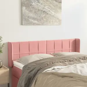 vidaXL Tête de lit avec oreilles Rose 147x16x78/88 cm Velours pas cher
