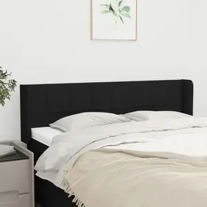 vidaXL Tête de lit avec oreilles Noir 147x16x78/88 cm Tissu pas cher