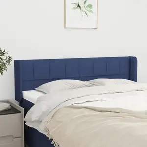 vidaXL Tête de lit avec oreilles Bleu 147x16x78/88 cm Tissu pas cher