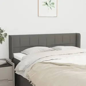 vidaXL Tête de lit avec oreilles Gris foncé 147x16x78/88 cm Tissu pas cher