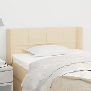 vidaXL Tête de lit avec oreilles Crème 103x16x78/88 cm Tissu pas cher