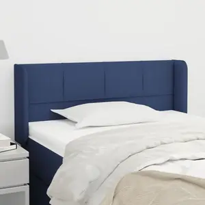 vidaXL Tête de lit avec oreilles Bleu 93x16x78/88 cm Tissu pas cher