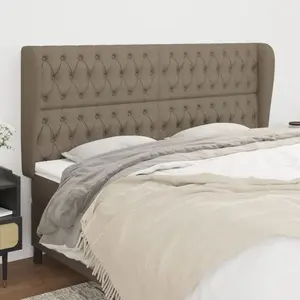 vidaXL Tête de lit avec oreilles Taupe 203x23x118/128 cm Tissu pas cher