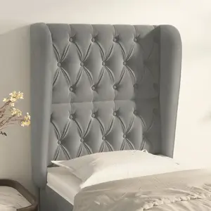 vidaXL Tête de lit avec oreilles Gris clair 83x23x118/128 cm Velours pas cher