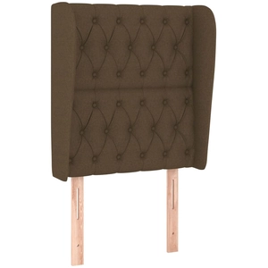 vidaXL Tête de lit avec oreilles Marron foncé 163x23x118/128 cm Tissu pas cher