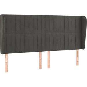 vidaXL Tête de lit avec oreilles Gris foncé 203x23x118/128 cm Velours pas cher