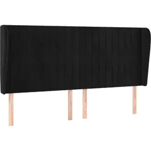 vidaXL Tête de lit avec oreilles Noir 203x23x118/128 cm Velours pas cher