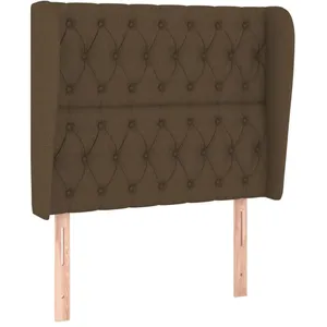 vidaXL Tête de lit avec oreilles Marron foncé 93x23x118/128 cm Tissu pas cher