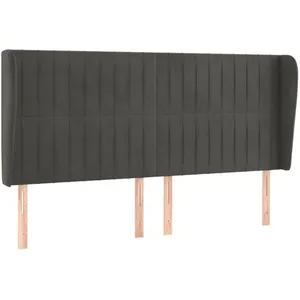 vidaXL Tête de lit avec oreilles Gris foncé 163x23x118/128 cm Velours pas cher
