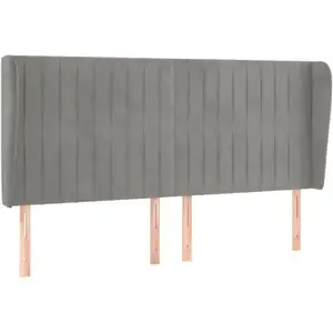 vidaXL Tête de lit avec oreilles Gris clair 183x23x118/128 cm Velours pas cher