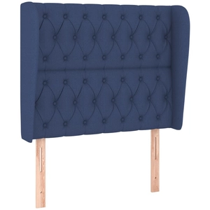 vidaXL Tête de lit avec oreilles Bleu 103x23x118/128 cm Tissu pas cher