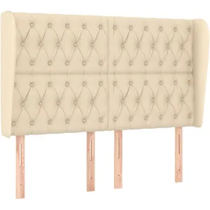 vidaXL Tête de lit avec oreilles Crème 147x23x118/128 cm Tissu pas cher