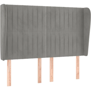 vidaXL Tête de lit avec oreilles Gris clair 147x23x118/128 cm Velours pas cher