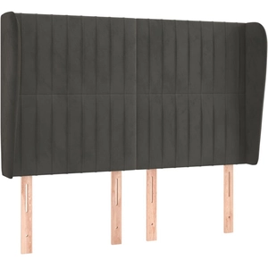 vidaXL Tête de lit avec oreilles Gris foncé 147x23x118/128 cm Velours pas cher