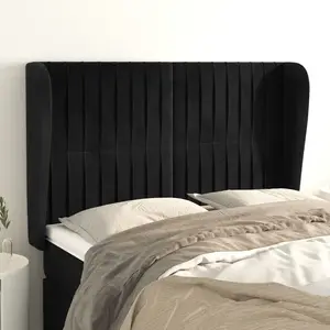vidaXL Tête de lit avec oreilles Noir 147x23x118/128 cm Velours pas cher