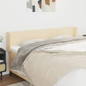 vidaXL Tête de lit avec oreilles Crème 163x16x78/88 cm Tissu pas cher